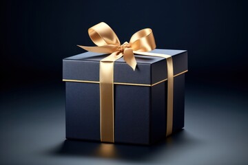 Blank gift box packaging mockup in gold letterbox mailbox.