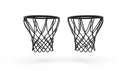 Two black basketball hoops.