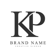 KP trendy logotype template. Initial letter k and p classic font style. Creative logo for company name or identity.