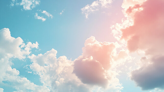 青空と雲と太陽の光が差し込む風景　Generative AI