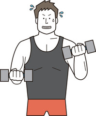 筋力トレーニングする男性