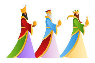 Vector illustration of three wise men character on transparent background