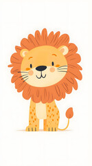 Fototapeta premium Lion cartoon illustration with a cute smiling lion isolated on a white background