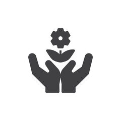 Hands with flower vector icon