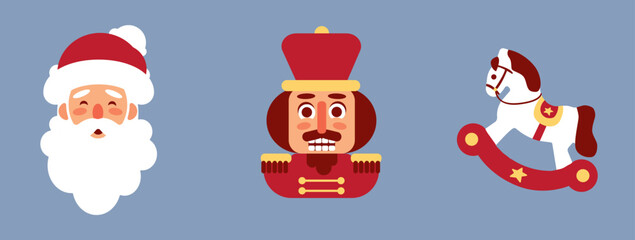 Santa, Nutcracker, and Rocking Horse