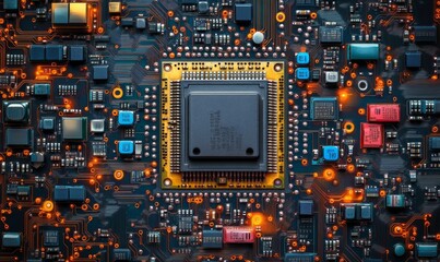 Computing processor, CPU, microchip, and electronic circuit board,Computer Digital Background