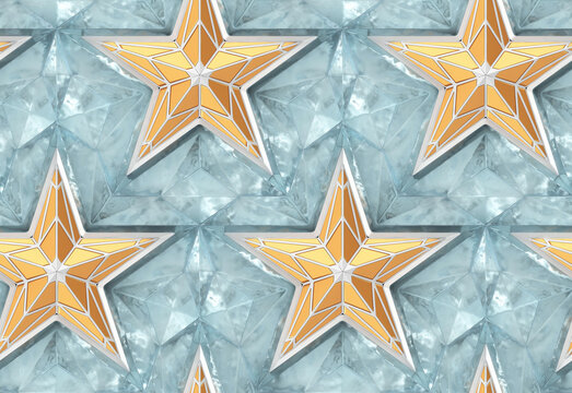 Intricate 3D geometric star pattern wallpaper design
