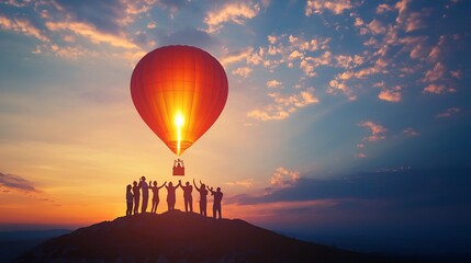 Marketers Launching Glowing Hot Air Balloon Carrying Brand Logo to New Heights of Recognition and Success