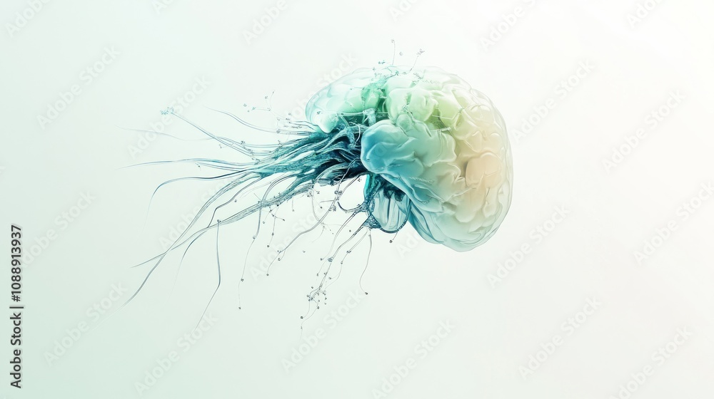 Poster A stylized representation of a jellyfish with a brain-like structure and flowing tendrils.