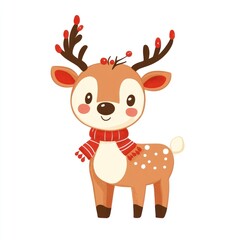 Cute illustration of christmas Rudolph animal white cute.