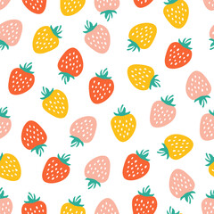 Seamless pattern with colorful strawberry