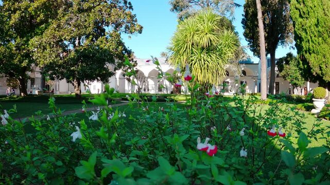 Topkapi Palace in Istanbul, Turkey. The main palace of the Ottoman Empire until the mid-19th century in Istanbul. The beautiful courtyard of Topkapi Palace in Istanbul