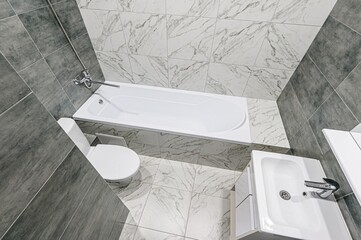 interior apartment room bathroom, sink, decorative elements, toilet. WC, sanitary unit, wash room