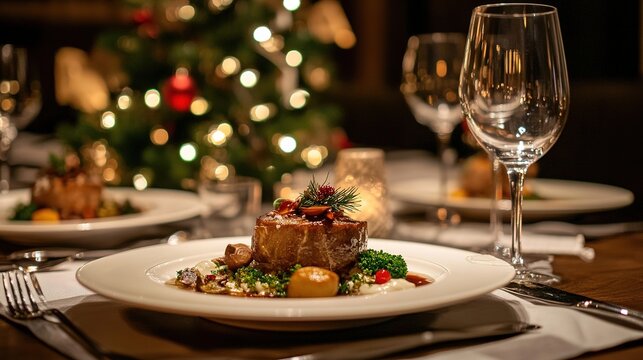 Gourmet christmas dinner experience with private dining cozy home environment elegant feast setting