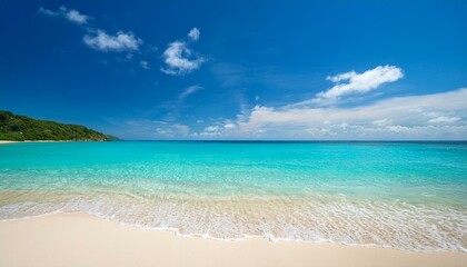 serene beach with clear blue water and sunny sky