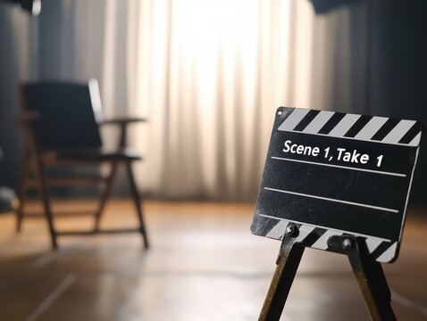 Film Production Scene Take Studio Clapperboard Indoor Close-up Creative Process
