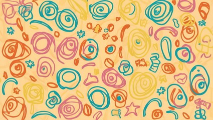 Fototapeta premium Whimsical Wires - Creative Doodle Backgrounds for Playful Designs, Customed Quality, Enhanced Version