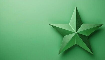 Obraz premium Three-Dimensional Green Star on Solid Presentation Background