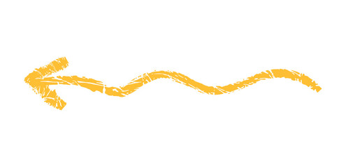 Hand drawn simple arrow drawn with wax crayon, chalk or charcoal. Uneven dry texture for underlining highlighting. Pencil drawn lines, strikethrough, grungy vector isolated on white
