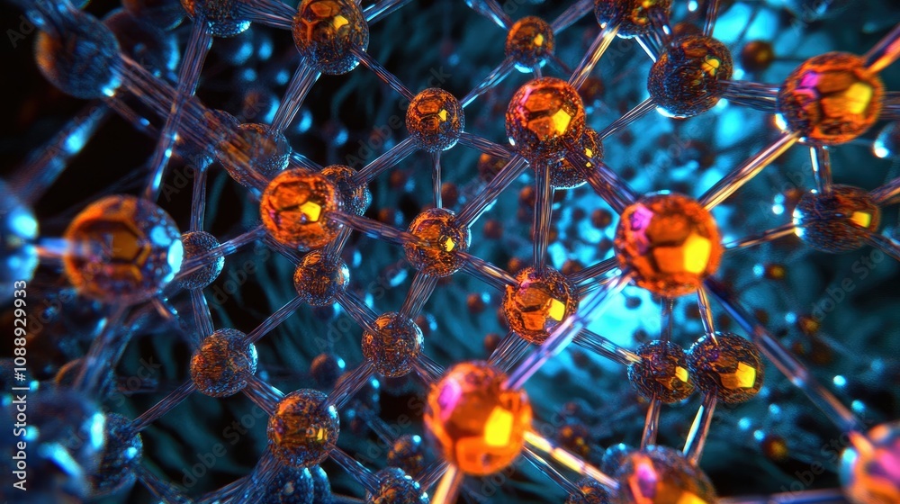 Poster A 3D model of a graphene atomic structure, with its hexagonal molecular grid highlighted, representing the cutting-edge advances in nanotechnology.