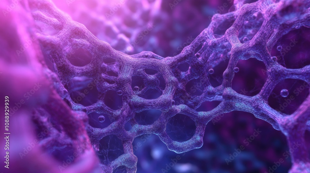 Aufkleber a 3d illustration of graphene's atomic structure, with a hexagonal molecular grid pattern, highlight