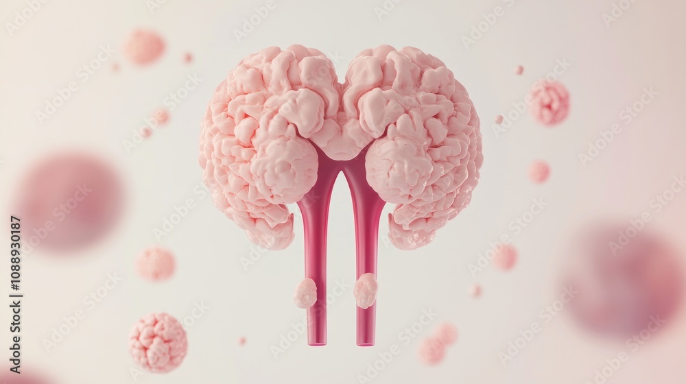 Aufkleber A stylized representation of a brain with kidney-like structures, emphasizing creativity and science.