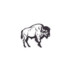 Bison silhouettes and icons. black flat color simple elegant white background Bison animal vector and illustration.