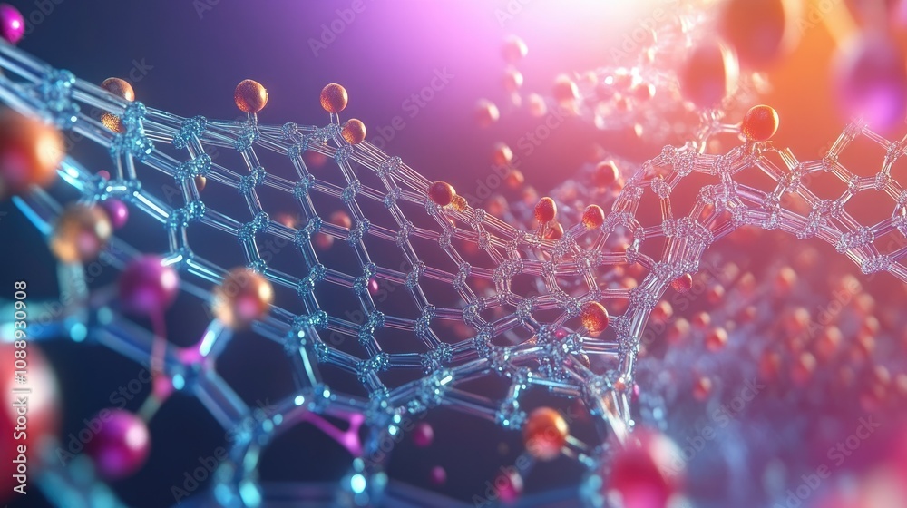 Aufkleber a detailed 3d rendering of graphene's hexagonal molecular grid, illustrating the futuristic possibil