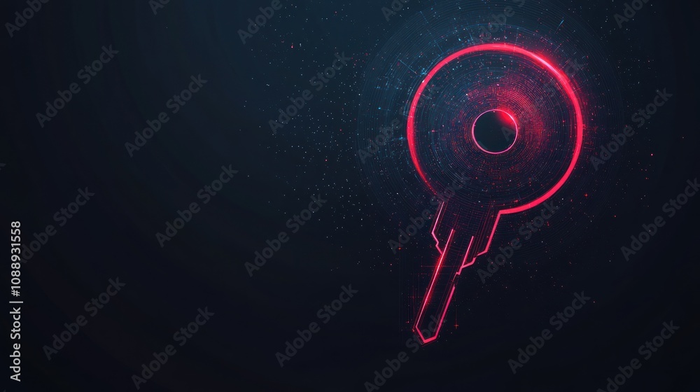 Poster A glowing digital key symbolizing security and access in a modern, tech-inspired design.