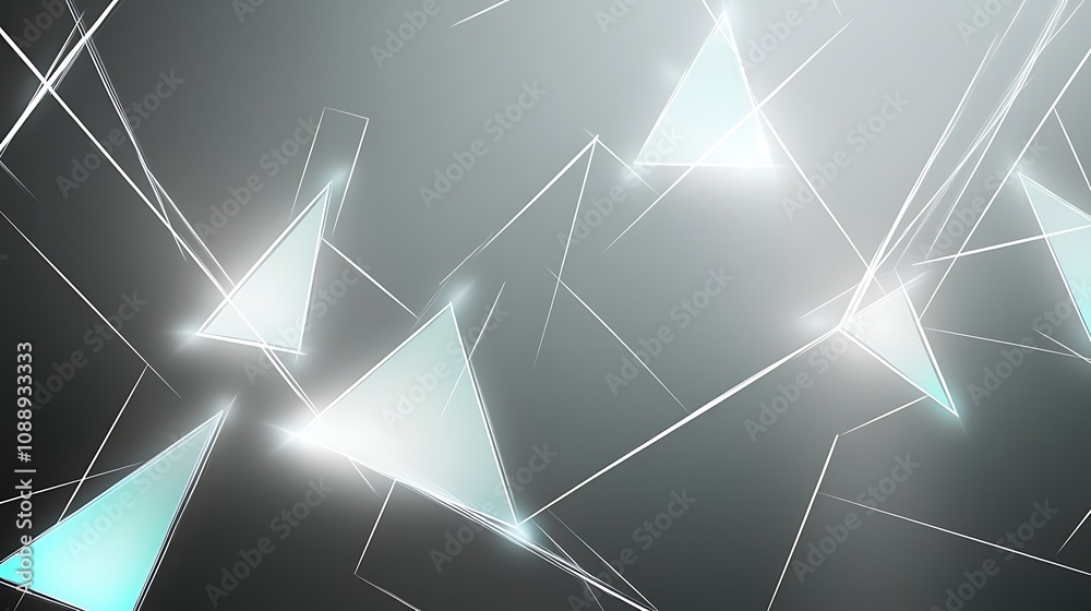 Aufkleber Abstract background with glowing teal triangles and lines on a dark grey backdrop.