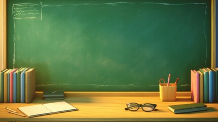 3D rendering of a blackboard for writing in the teaching of students in a school. It is a concept of Black to School, the opening of the school.