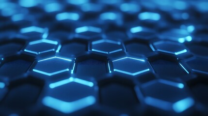 Obraz premium Abstract hexagonal blue glowing pattern background.