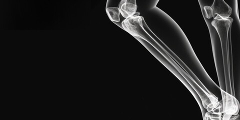 Studio-lit X-ray of Woman's Knee Joint with Pain