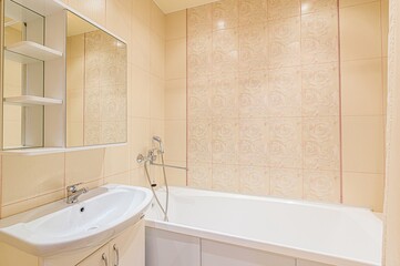 interior apartment room bathroom, sink, decorative elements, toilet. WC, sanitary unit, wash room