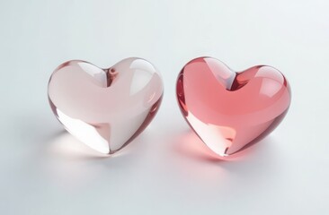Fototapeta premium white and pink glass heart on a white background. valentine's day concept