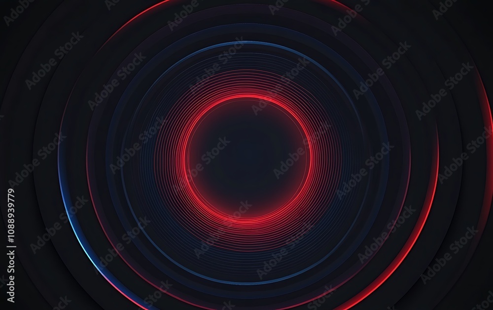 Aufkleber abstract dark background with glowing red and blue concentric circles.