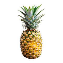 Fototapeta premium A vibrant pineapple with a golden hue and lush green crown, perfect for tropical themes and healthy lifestyle visuals.