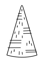 Black and white Christmas tree clipart. Merry Christmas doodle. Christmas festive object. Hand draw vector illustration in flat style