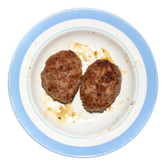Minced beef meat patty.Beef patty on a white background.Fried homemade cutlet.