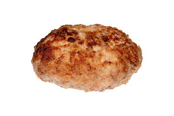 Minced beef meat patty.Beef patty on a white background.Fried homemade cutlet.