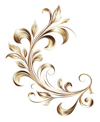 Fototapeta premium PNG Gold floral design on white
