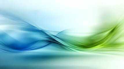 Fototapeta premium Abstract Background with Flowing Green and Blue Waves on a White Gradient, Creating a Modern Design