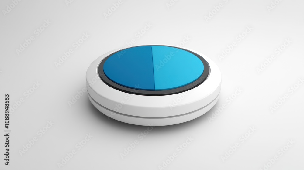 Aufkleber a circular button with a two-tone blue design, likely used for interactive purposes.