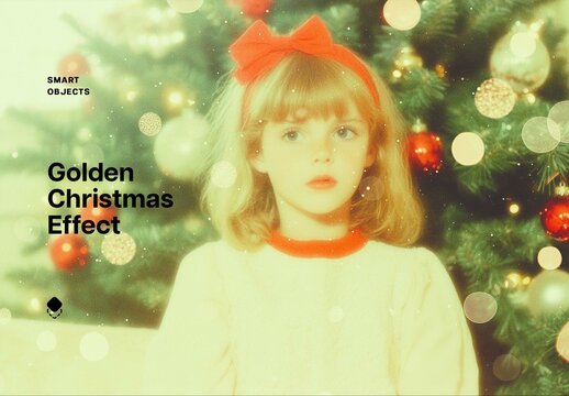 Golden Christmas Photo Effect Mockup With Generative AI