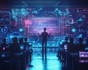 Holographic Teacher Leading a Virtual Distance Learning Session for Globally Connected Students