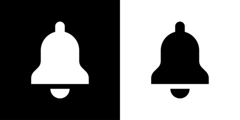 Notification bell icon set isolated on black and white background. Notification bell icon. Vector sign.