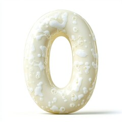 A 3D representation of the number "0" resembling a frothy beverage.