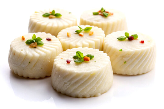 Delicious sandesh with herb, isolated on white background