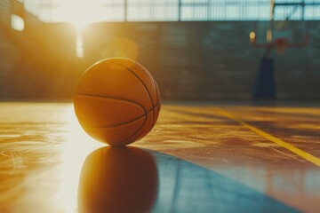 Sunbeam Highlighting Basketball Ball on Court