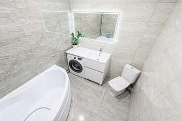 interior apartment room bathroom, sink, decorative elements, toilet. WC, sanitary unit, wash room